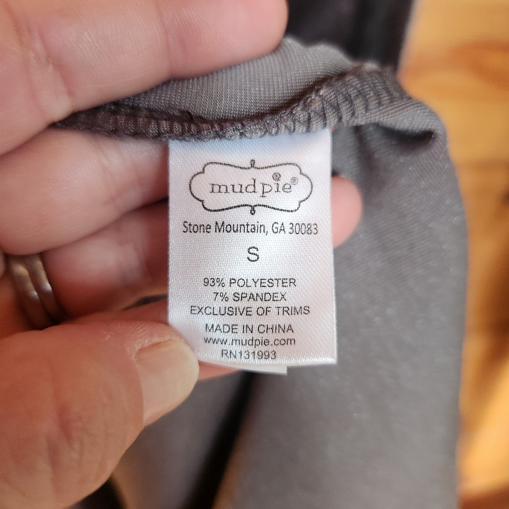 Mud Pie Bennett Gray Velvet Short Sleeve Tshirt Knee Length Dress Soft Sz Small - Picture 5 of 7